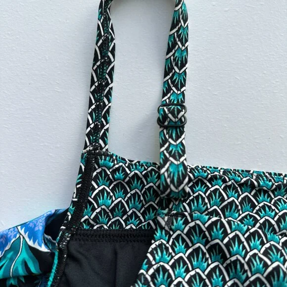 Beach House Tankini Swim Top Size 12 Adj Drawstring Hem Lined Bust Support - Picture 12 of 14